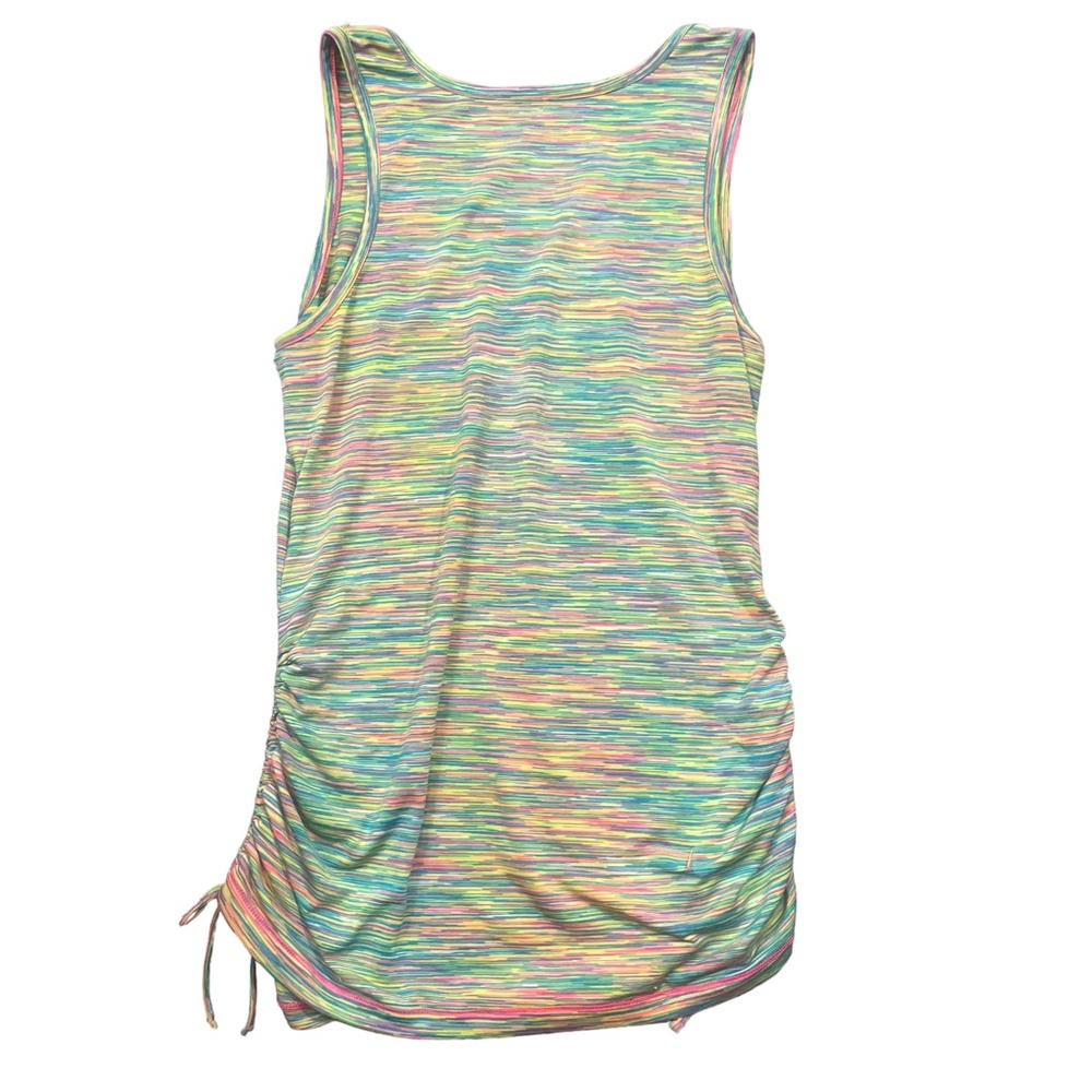 Reel Legends Small Performance Ruched Sides Multi Colored Stripes Tank - Picture 4 of 5